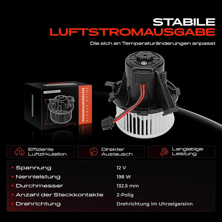Frankberg Heizungsgebläse Gebläsemotor Lüftermotor Kompatibel mit A4 8K2 B8 2009-2012 A4 Avant 8K5 B