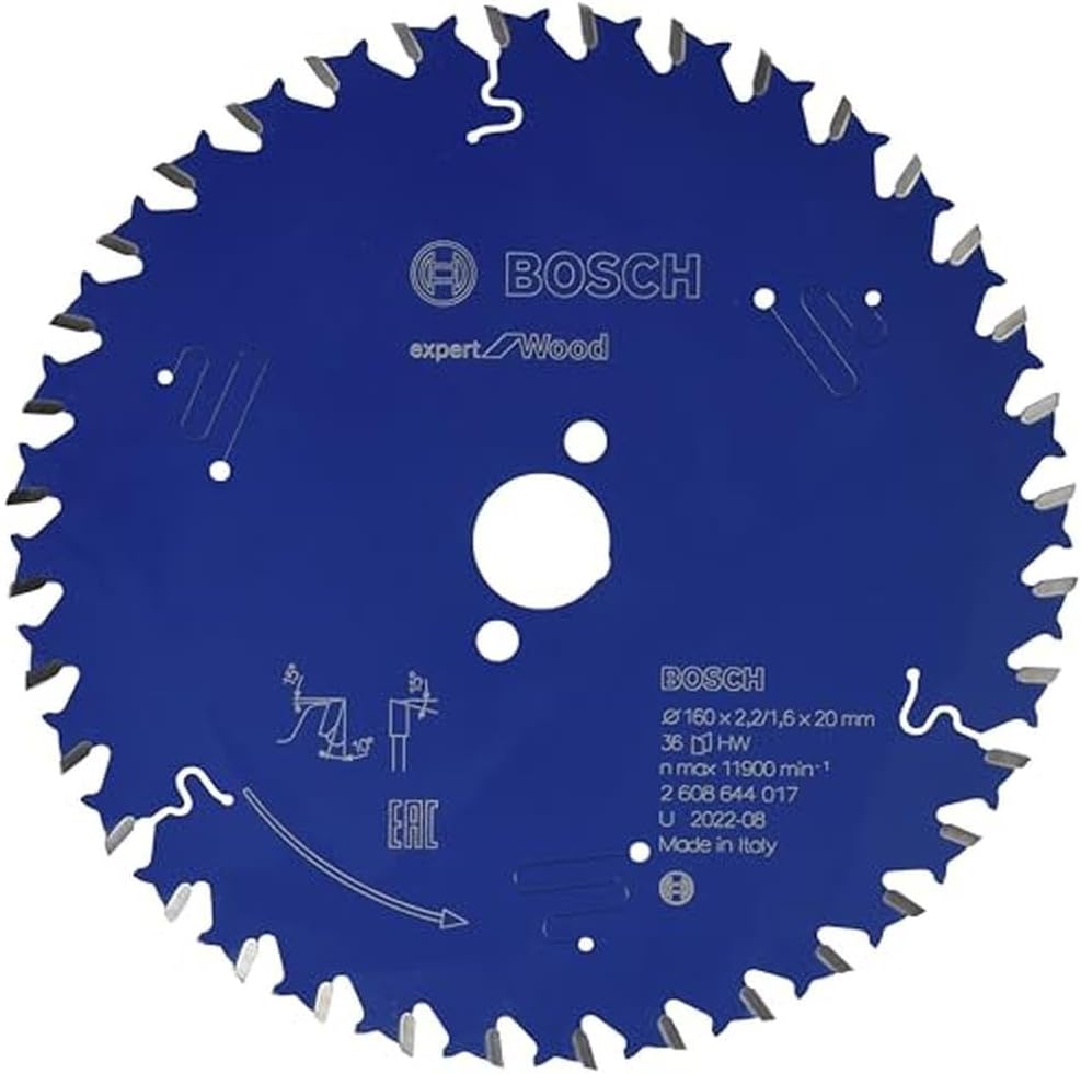 Bosch Professional 1x Kreissägeblatt Expert for Wood (Holz, Sägeblatt Ø 160 x 20 x 1,8 mm, 36 Zähne,