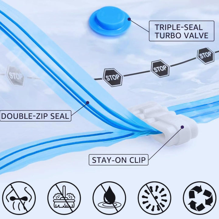 Vakuumbeutel-Set 6× M 60x40 + el. Pumpe mit elektrischer Pumpe – Aufbewahrungsbeutel für Kleidung, B