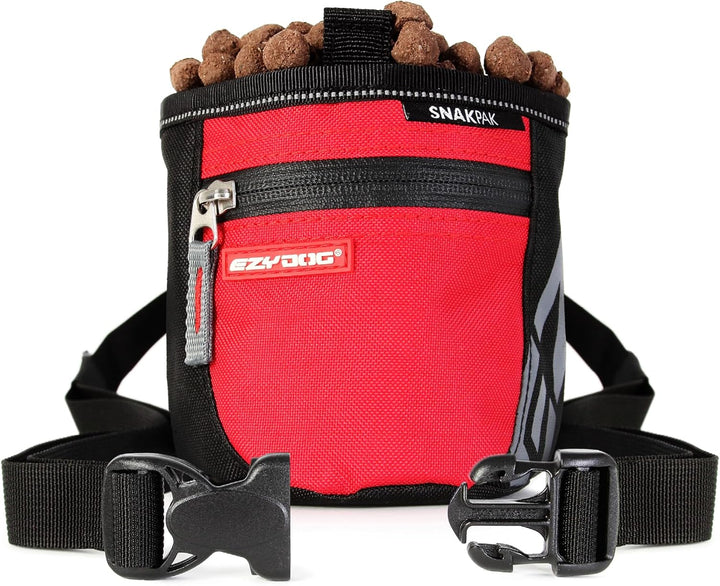EzyDog Snak Pak Treat Bag - Leckerlitasche 650ml für Hundetraining mit Magnetverschluss - Farbe: rot