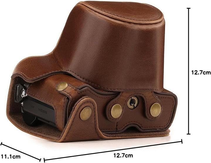 MegaGear Olympus OM-D E-M10 Mark III (14-42mm) Ever Ready Leder Kamera-Case mit Trageriemen und Batt