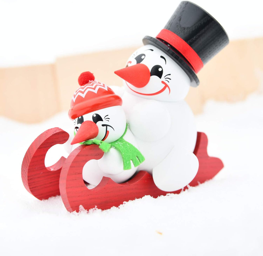 Seiffener Volkskunst | Deko Räuchermännchen | Cool-Man Räuchermann 11 cm | Schneemann | Original Erz