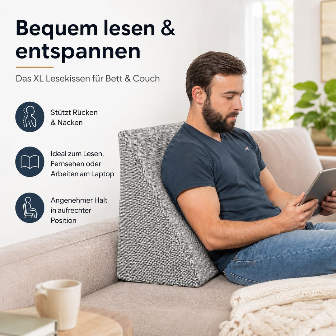 Formalind Der Fantastische XL Keil für Wohn- und Schlafzimmer, Lesekissen, Relaxkissen, Rückenlehne,
