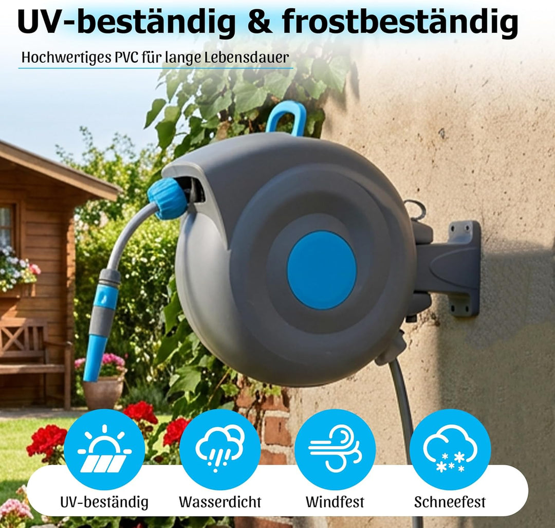 180° Schwenkbar Wand-Schlauchbox RollUp 20 m, Schlauchtrommel, – Wasserschlauch Trommel, inkl. Wandh