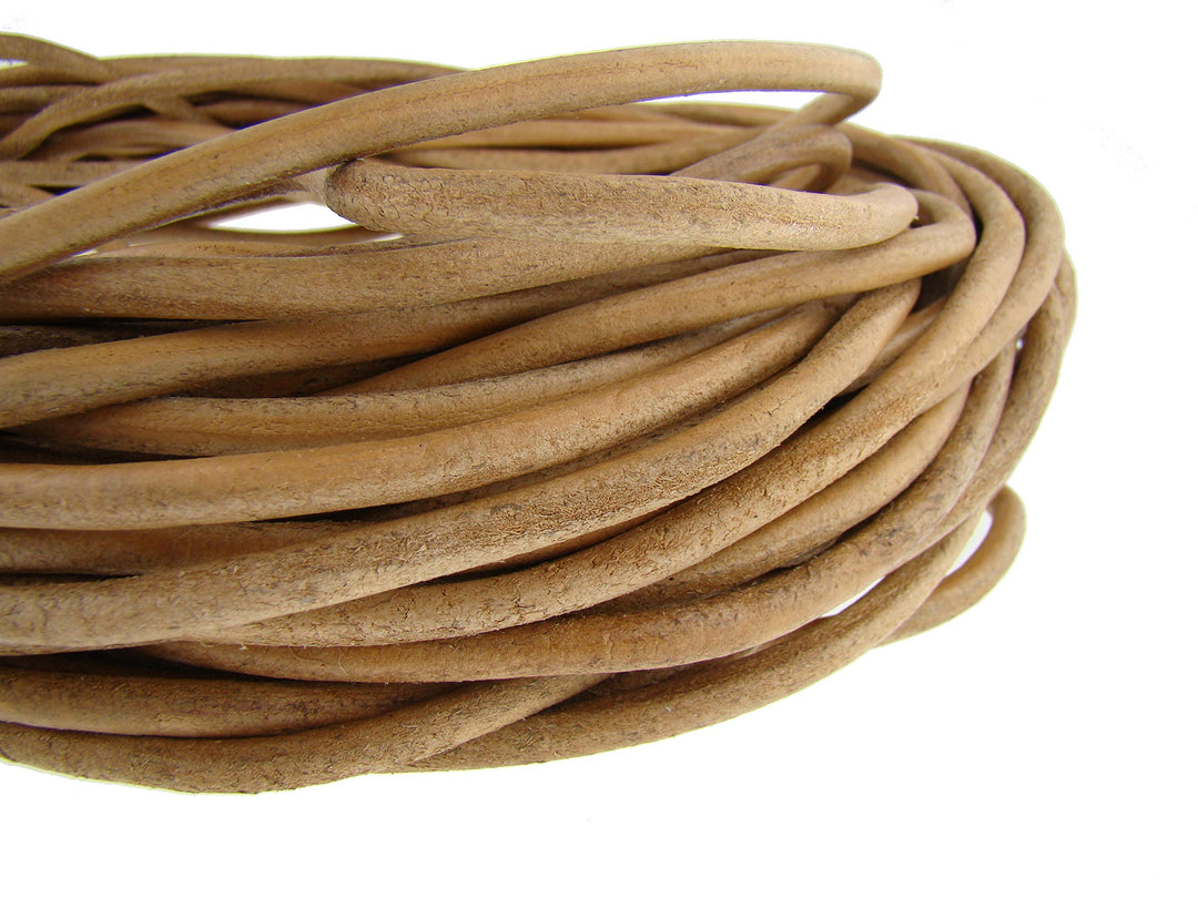 Lederband, Lederschnur, Lederriemen 5 m. Rund 6,0 mm. Natur 5 Meter Natur, 5 Meter Natur