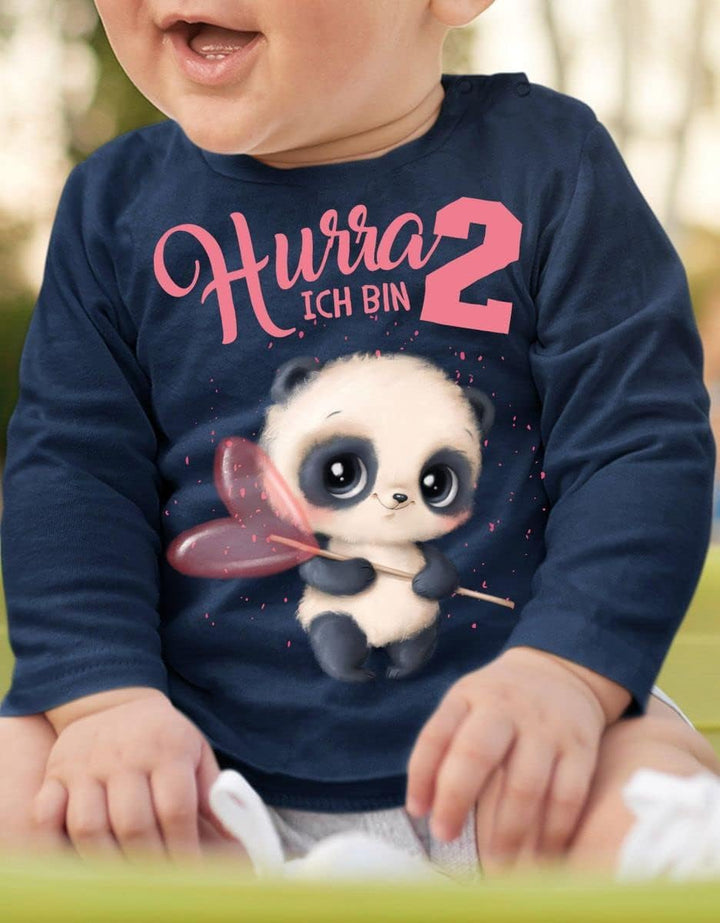 miKalino Baby/Kinder Longsleeve mit Spruch Ich Bin Zwei 2 süsser Waschbär Langarm Shirt für Mädchen