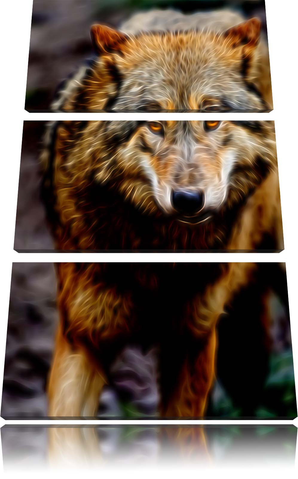scheuer Wolf Spezial 3-Teiler Leinwandbild 120x80 Bild auf Leinwand, XXL riesige Bilder fertig gerah