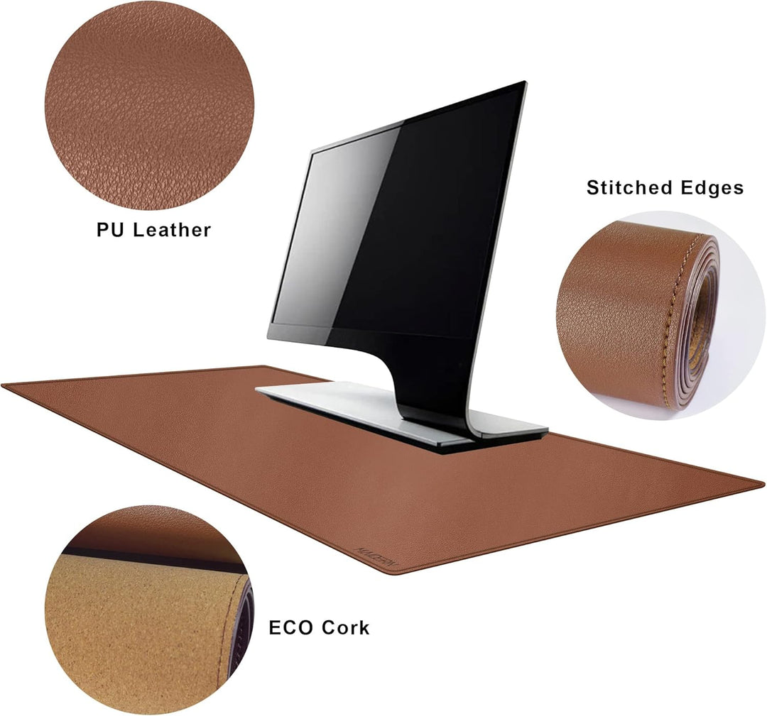 MAIDERN Schreibtischunterlage 100x40cm, Kork &amp; PU-Leder Zweiseitig Tischunterlage,Extra Grosse Mausp