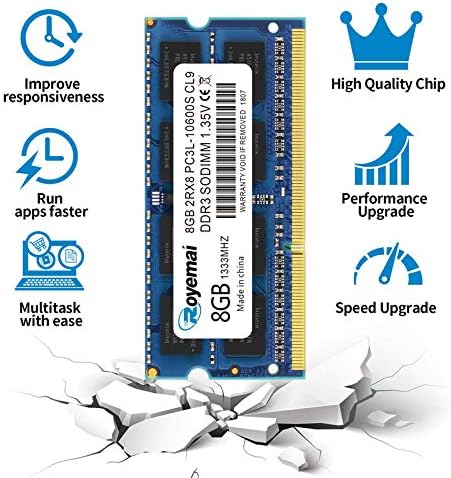 8GB DDR3 1333Mhz PC3-10600 Sodimm 2Rx8 1,35V CL9 Non-ECC Notebook Arbeitsspeicher Module Upgrade für