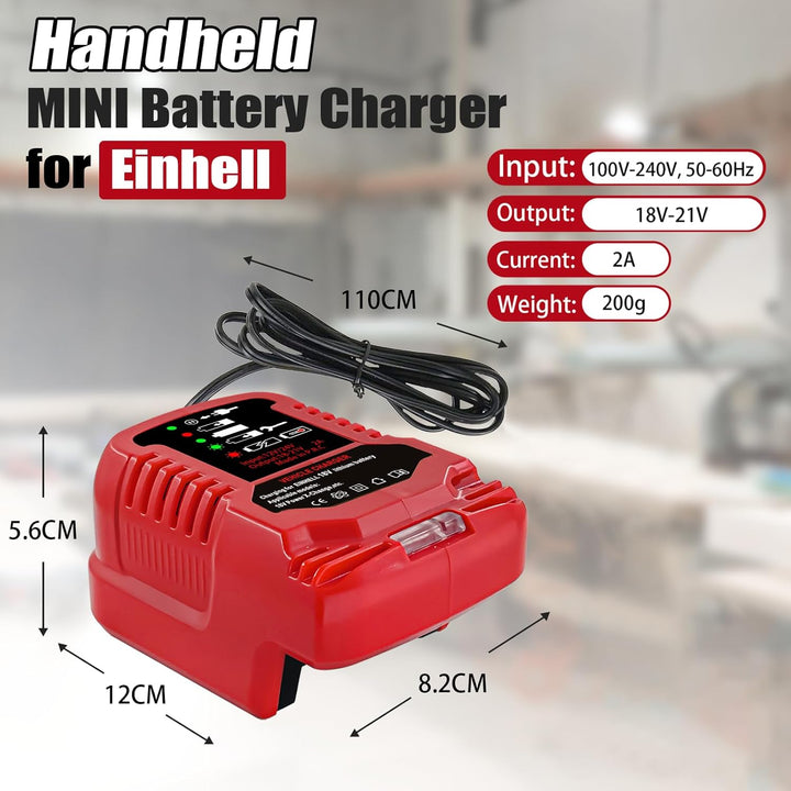 Tragbares Mini Ladegerät Kompatibel mit Einhell 18V Power X-Change Akku für Power X-Change Serie für
