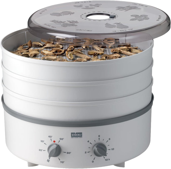 Stöckli Dörrautomat Dörrex mit Timer und Kunststoffgitter, in der Farbe: hellgrau, erweiterbar,