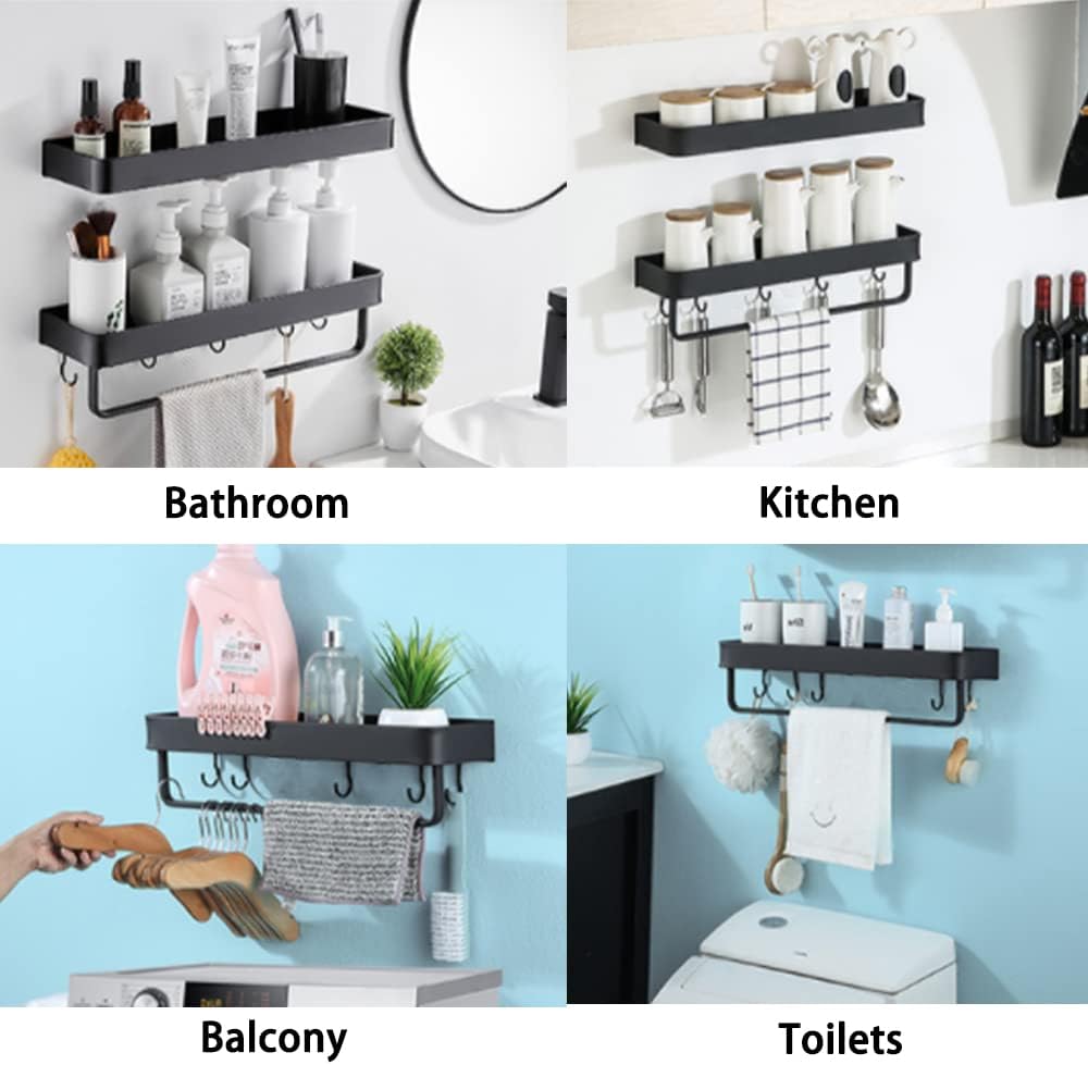 Biutimarden Multifunktionaler Duschablage Ohne Bohren mit Abnehmbarer Handtuchhalter und 5 Haken Ros