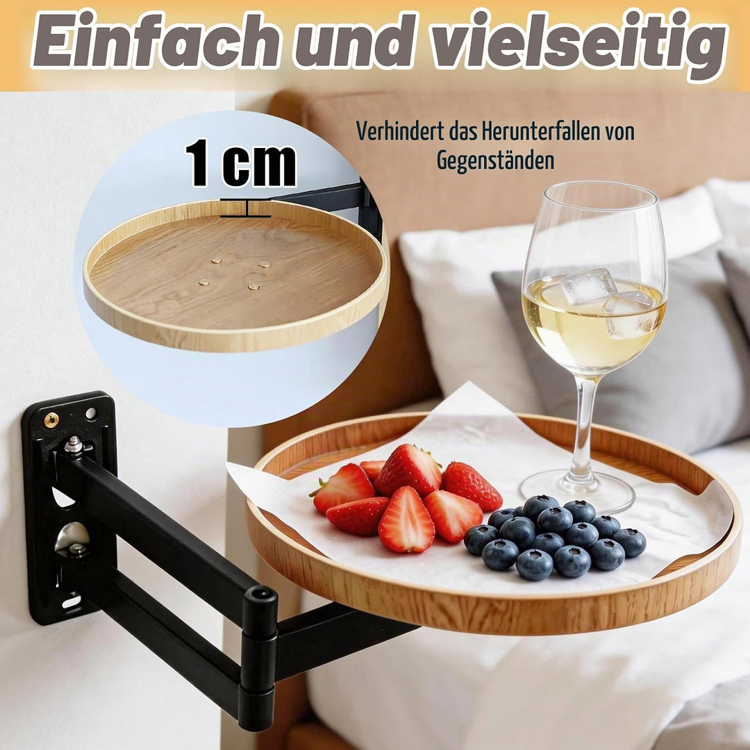 Wandklapptisch Rund, Wandtisch Klappbar für Nachttisch, 180° Drehbares Schweberegal, 30 x 30cm Rund