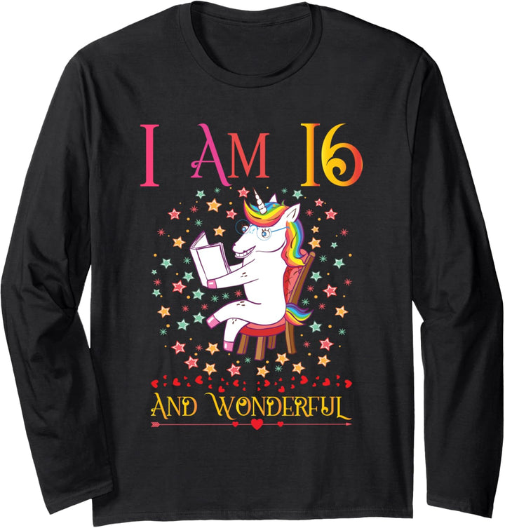 Kids I am 16 and Wonderful 16th Birthday Gift Girls Daughter Langarmshirt