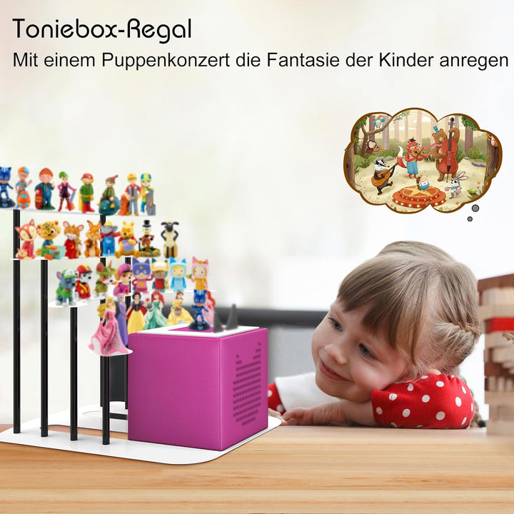 JYiuog Regal für Tonies, Metall Display ständer für Toniebox，Aufbewahrungsregal für 30–40 Figuren ,