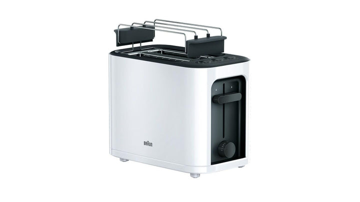 Braun HT 3010 WH Toaster | Doppelschlitz | Herausnehmbare Krümelschublade | Aufwärm- und Auftaufunkt