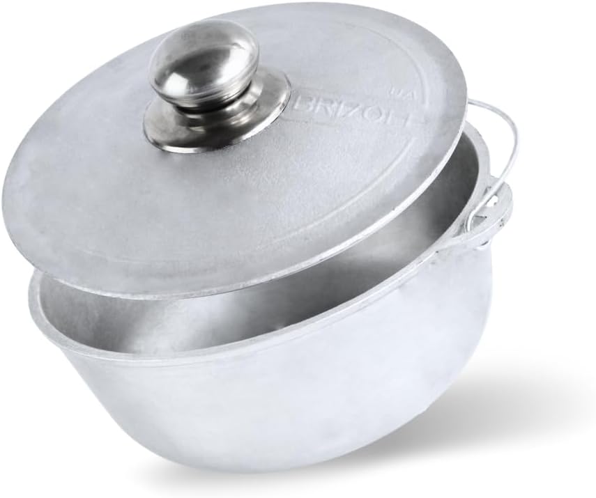 Aluminium Kazan mit Griff und Deckel 6 L mit Schöpflöffel Kessel mit Bügel und Aluminiumdeckel Suppe