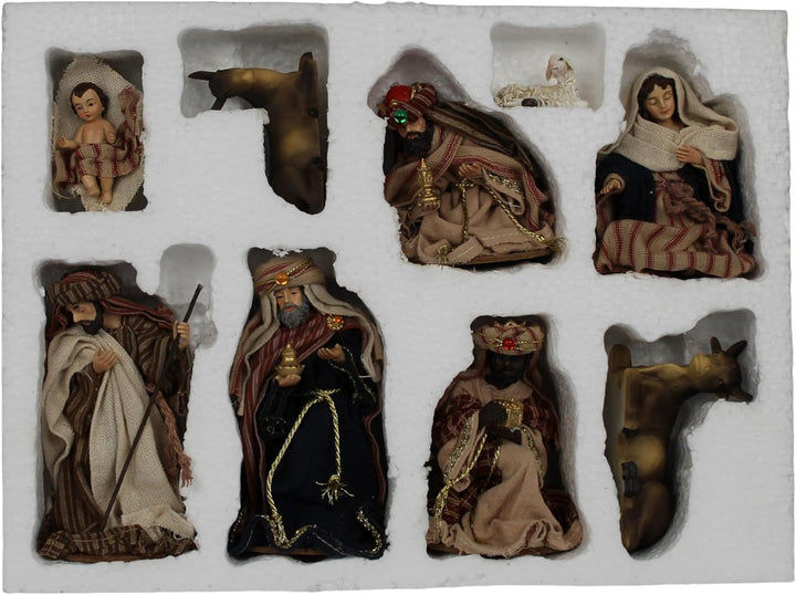 ZICOM Ankleidefigurenset Jerusalem, Krippenfiguren barock ca. 13cm 9-TLG. Polyresin bekleidet