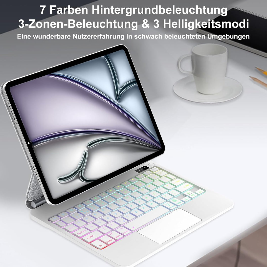 Magic Keyboard für iPad Air 13" M4 2026/M3 2025/M2 2024 &amp; iPad 12.9, Weiss | Freischwebendes Stand D