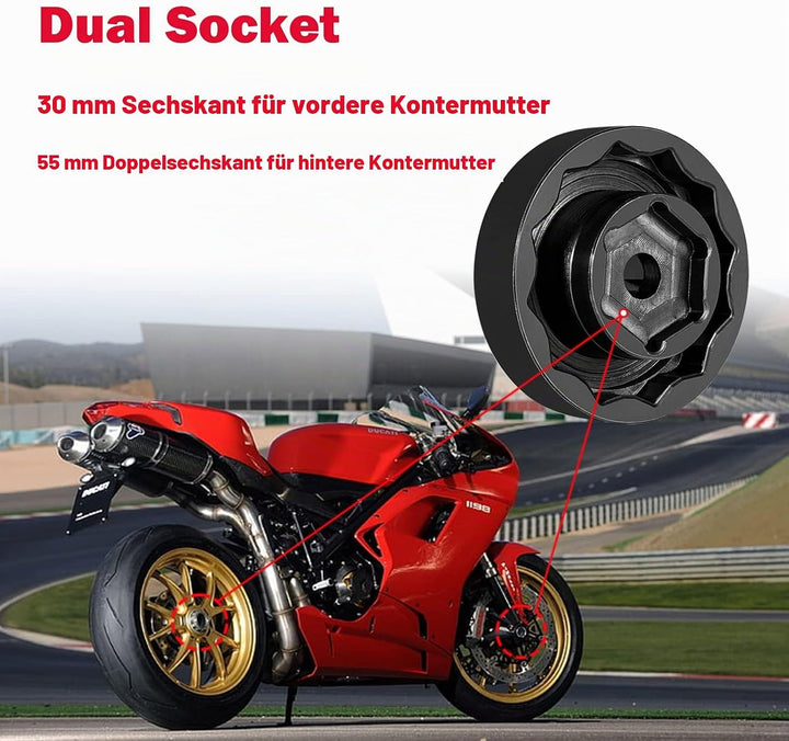 Vorder- und Hinterradachsenmuttern-Steckschlüssel 30mm + 50mm für Ducati Motorrad ATVs Super Bike 10