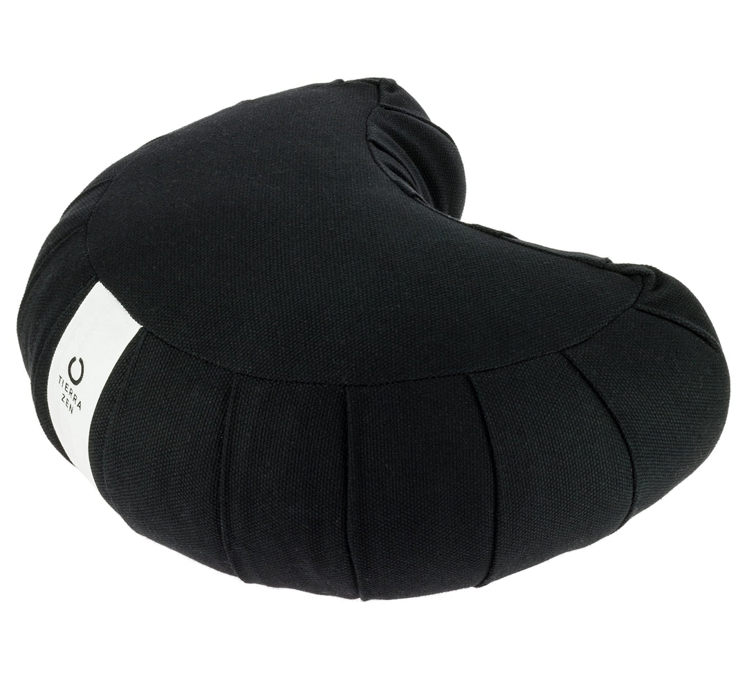 Tierra Zen ME030F Kapok Meditation-Meditationskissen, Halbmond, Baumwolle, schwarz, 33 x 27 cm, Schw