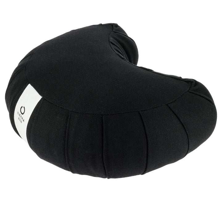 Tierra Zen ME030F Kapok Meditation-Meditationskissen, Halbmond, Baumwolle, schwarz, 33 x 27 cm, Schw