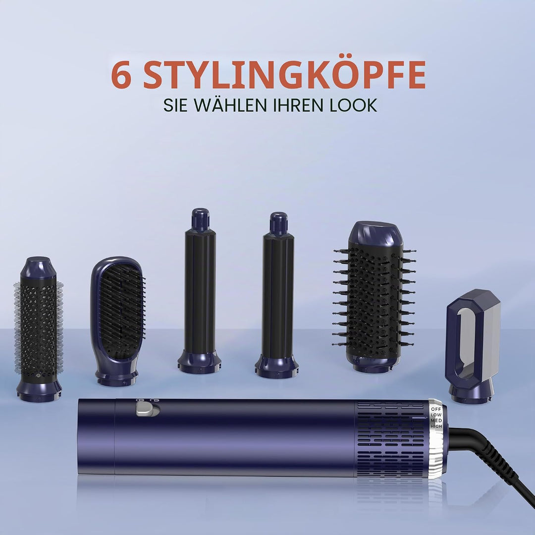 6 in 1 Haarstyler &amp; Haar Föhn mit Automatischer Lockenstab Wrap, Haartrockner, Thermal Brush, Warmlu