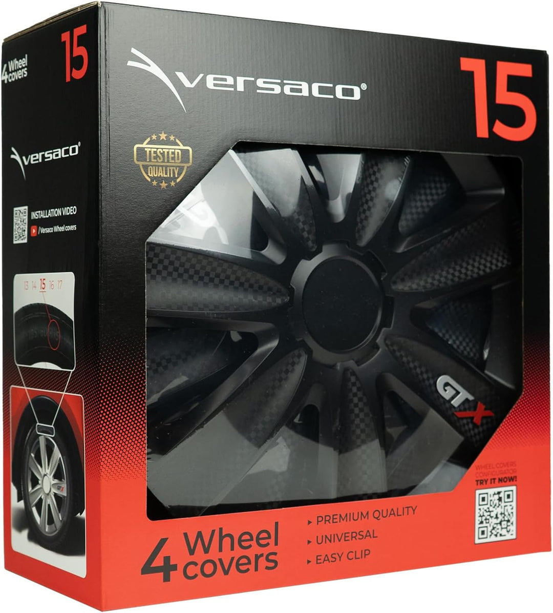 Versaco GTXCARBLK15 Auto Radzierblenden GTX Carbon Black 15" 4er Set Universal passend für die meist
