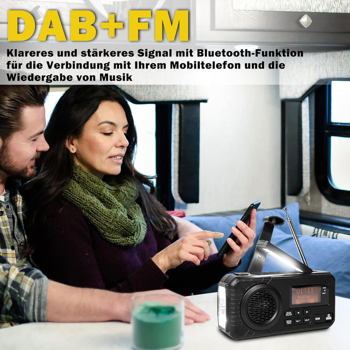 Radio Digital DAB/FM Batteria da 4000mAh Radio di Emergenza Solare Con Funzione di Ricarica Mobile U