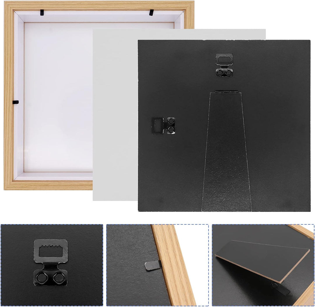 3D Shadow Box(22.3x22.3x6cm) Bilderrahmen aus Holz tiefe Box quadratisch tiefe Vitrine für Medaillen