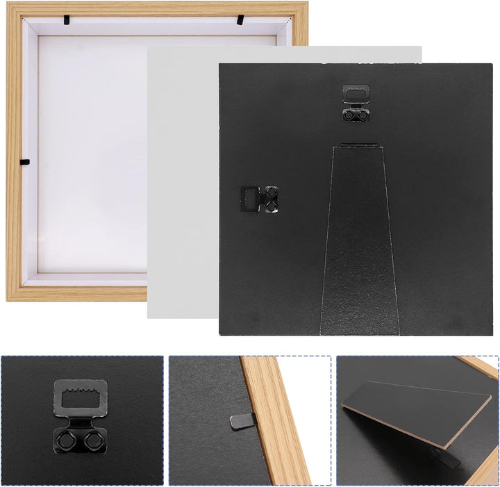 3D Shadow Box(22.3x22.3x6cm) Bilderrahmen aus Holz tiefe Box quadratisch tiefe Vitrine für Medaillen