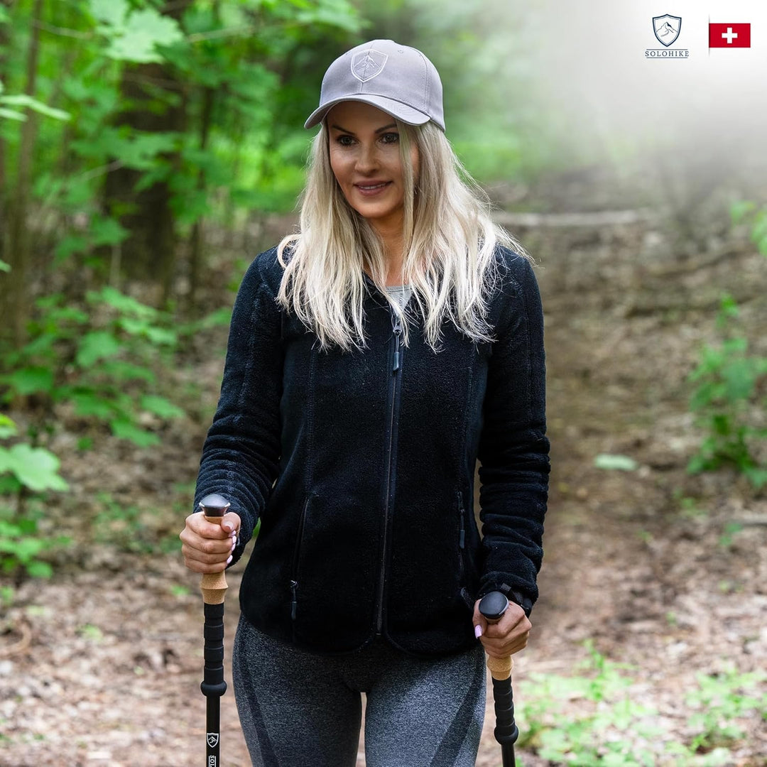 Nordic Walking Stöcke für Damen und Herren | rutschfeste Korkgriffe | Mit Tragetasche und Aufsätzen