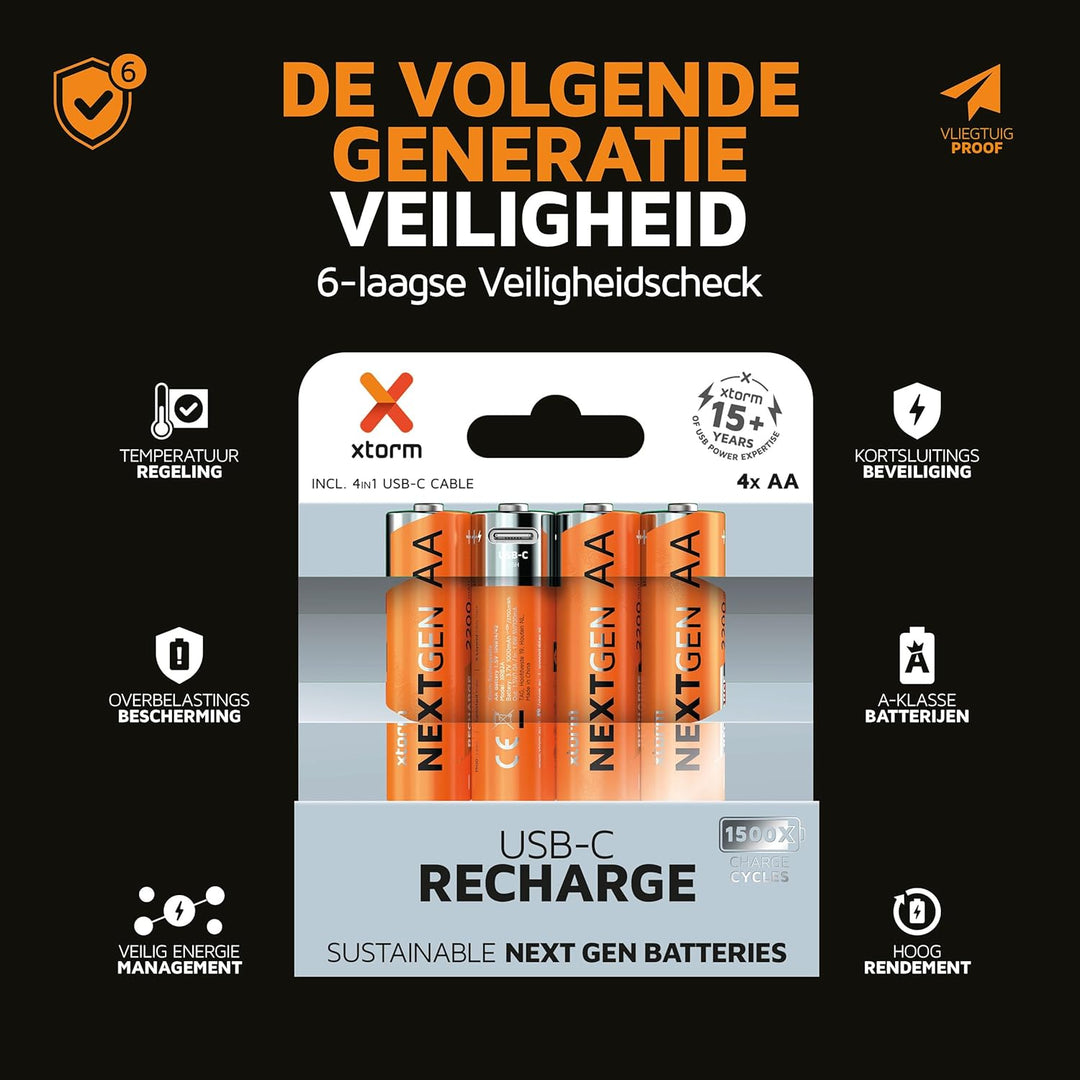 Xtorm NextGen AA Batterien Wiederaufladbar mit USB-C - 4 Pack