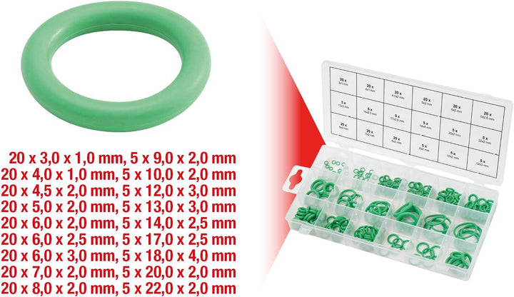 KS Tools 970.0260 Sortiment O-Ringe, HNBR, Innen Ø 3-22mm, 225-tlg.