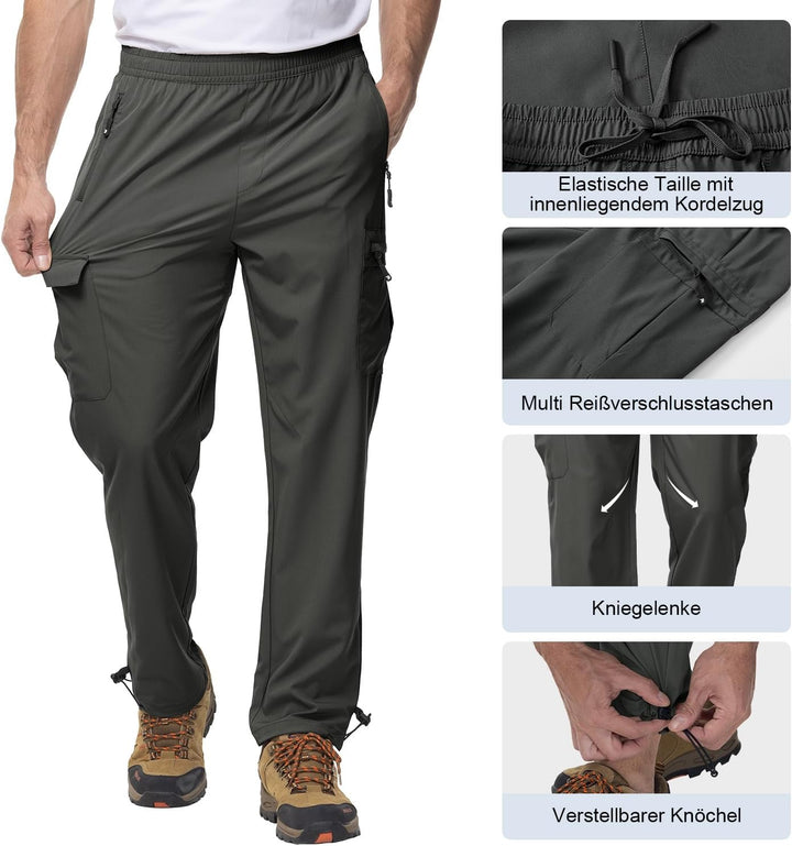 YSENTO Herren Wanderhose Outdoorhose Trekkinghose Sommer Leichte Atmungsaktiv Schnell Trockend Funkt