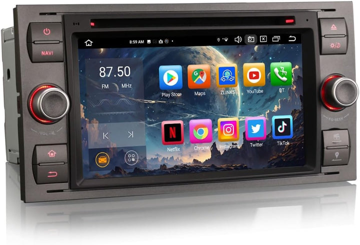 Acht-Kern 4GB + 64GB Android 14 Autoradio Navi Für Ford Mondeo C/S-Max Focus Fiesta Fusion Galaxy Ku