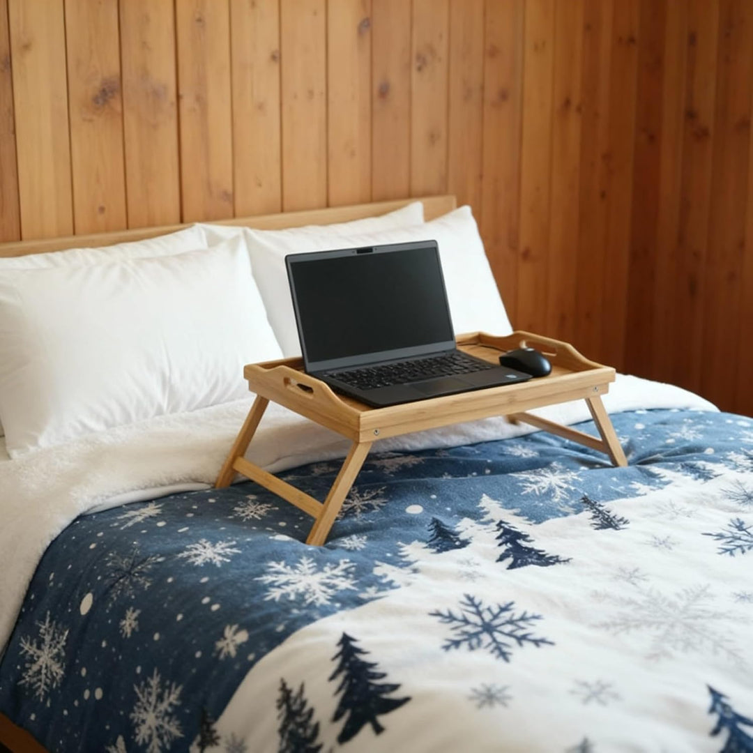 Frühstücks-Tablett klappbar Holz Serviertablett Betttablett Tablett Faltbare Beine im Bett