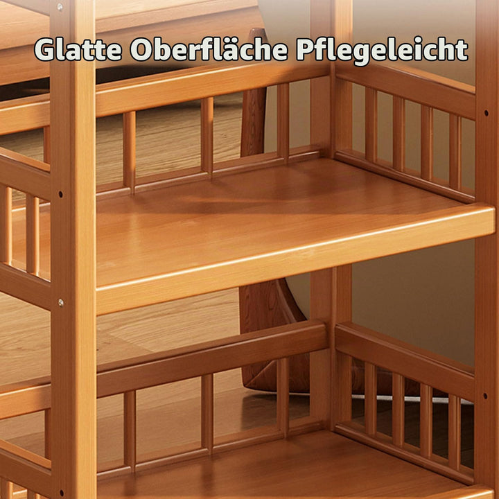 Servierwagen mit Rollen, Küchenwagen Holz 3 Ablagen, mobiler Rollwagen Allzweckwagen für Küche, Bad,