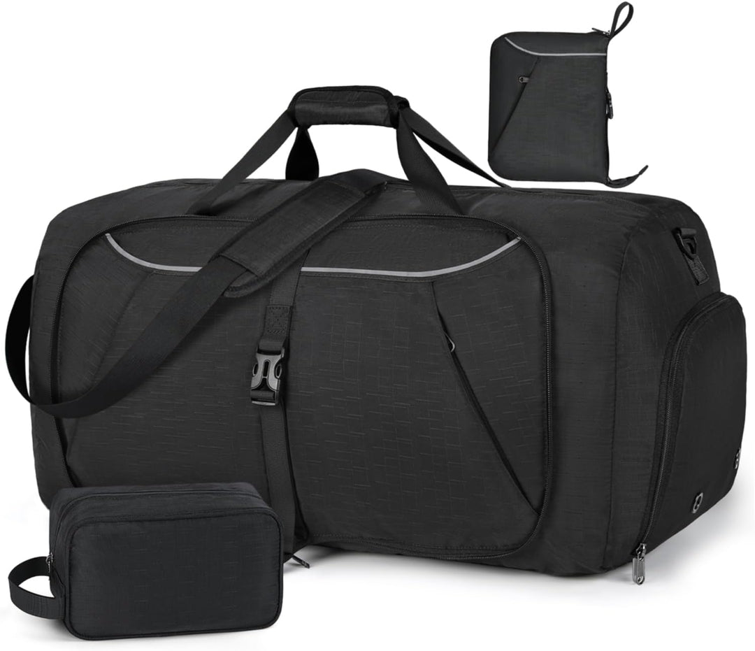 Faltbare Reisetasche 65L 80L 100L Grosse Leichte Sporttasche mit Schuhfach für Herren Damen Weekende