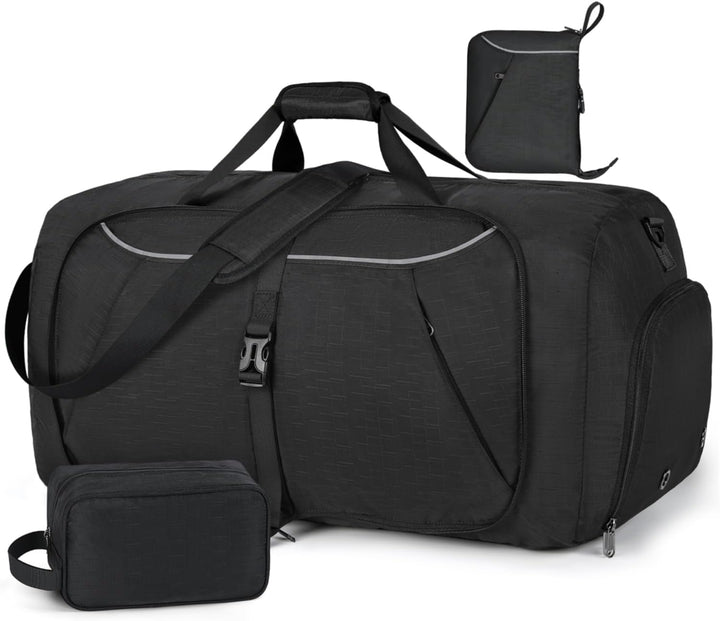Faltbare Reisetasche 65L 80L 100L Grosse Leichte Sporttasche mit Schuhfach für Herren Damen Weekende