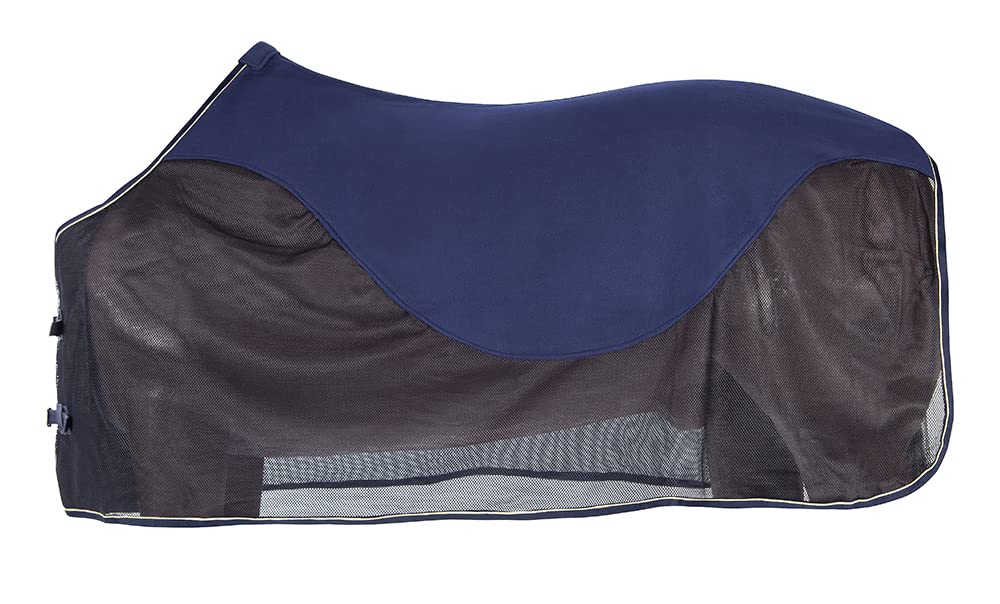 PFIFF 100489 Fliegendecke mit Fleeceeinsatz Pferdedecke Fliegenschutz Weidedecke, Blau, 125 cm 125cm