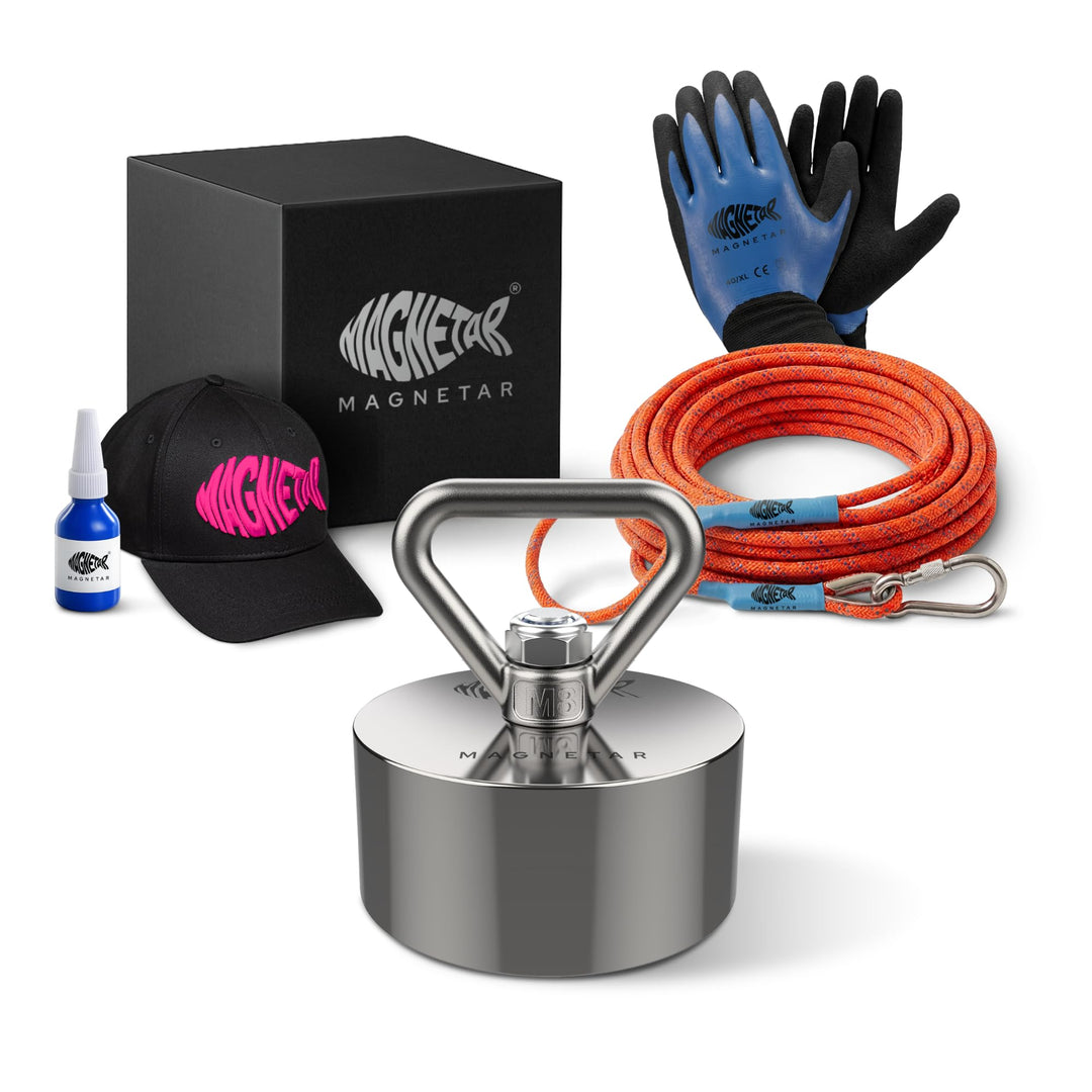 Magnetar - Magnetfischen Set für Frauen - Allround 600kg Bergemagnet - Magnetangel Paket mit Cap/Sei