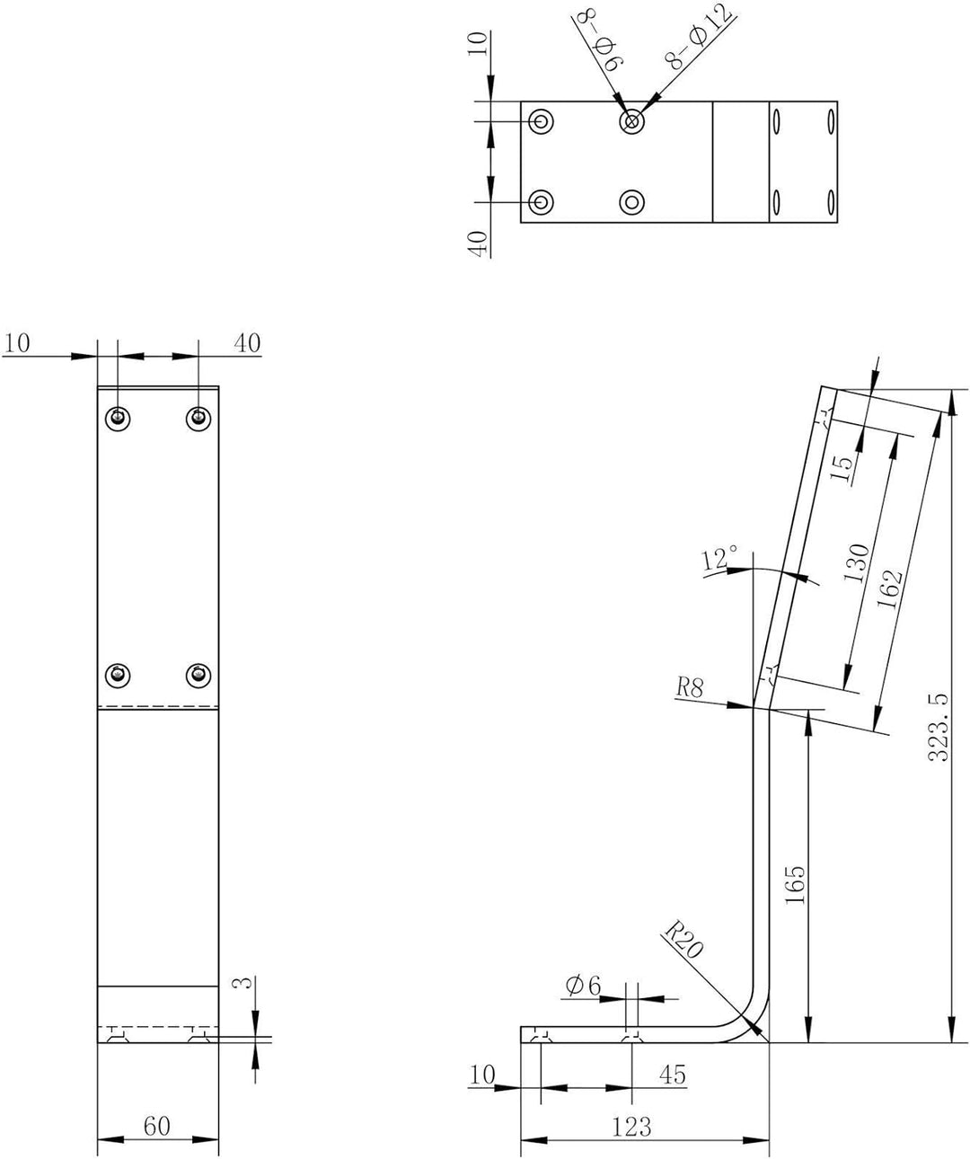 1 Paar Rückenlehnenhalterungen TAB Stahl Used Look Profil 60 x 8 mm Höhe: 323,5 Tiefe: 123 mm Rückle