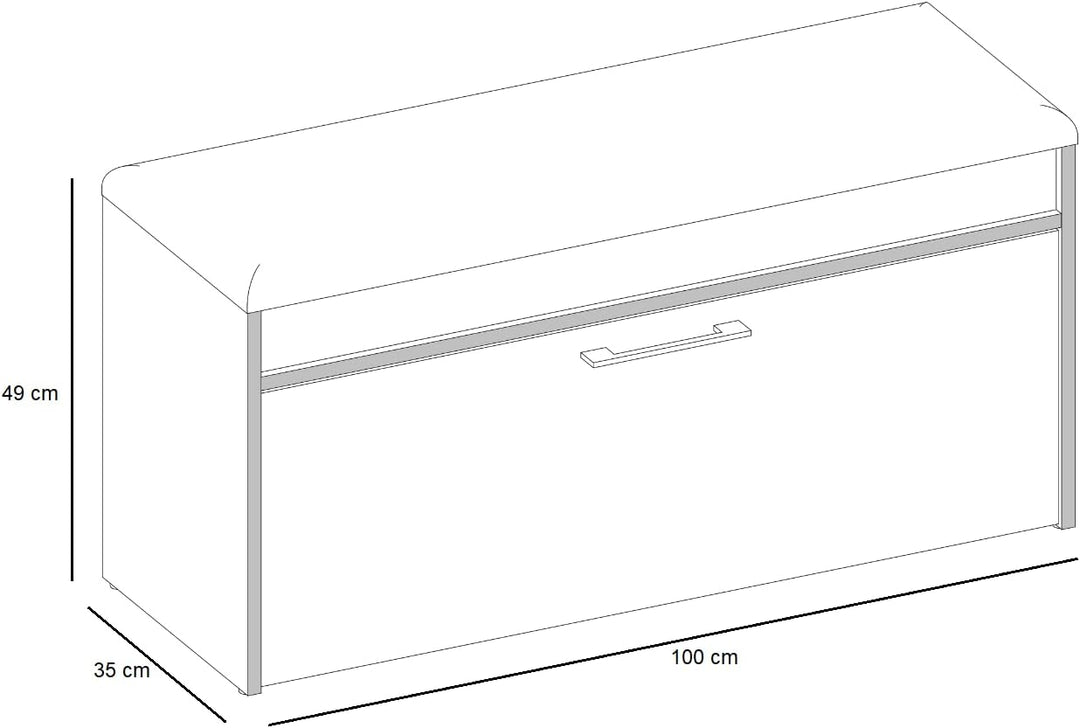 VBChome Schuhschrank mit Sitzfläche und Stauraum 100 x 35 x 49 cm Eiche Artisan - Antrazit Griffe Sc