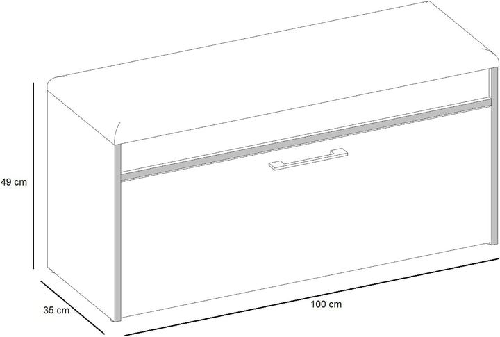 VBChome Schuhschrank mit Sitzfläche und Stauraum 100 x 35 x 49 cm Eiche Artisan - Antrazit Griffe Sc