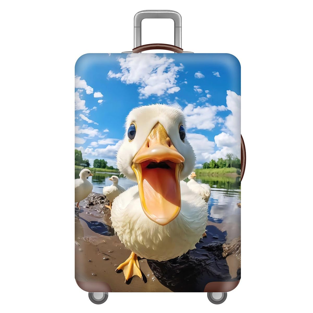 FANSU Elastisch Kofferhülle Kofferschutzhülle, 3D Ente Druck Kofferüberzug Schutzhülle mit Reissvers