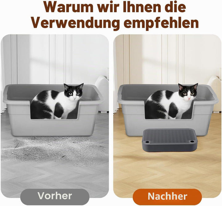 Kalolary Katzenstreu-Rampe mit Filtersystem – rutschfeste Treppe für Katzentoilette, Litter Catcher