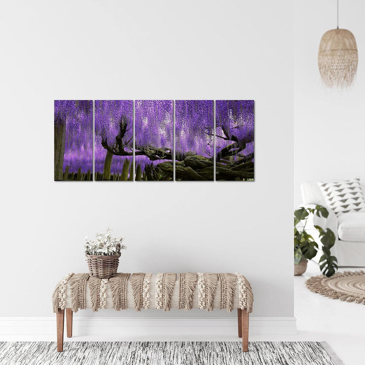 Runa Art Bild Wald Landschaft Wandbilder auf Vlies Leinwand 5 Teilig Wanddekoration Schlafzimmer Woh