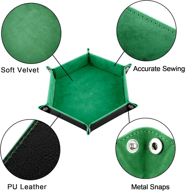 SIQUK 6 Stück Würfelbrett Doppelseitig Würfelbretter Samt Faltbar Würfeltablett Hexagon Würfelteller