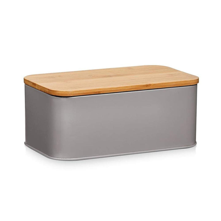 Zeller 25371 Brotkasten m. Bamboo Deckel, Metall, matt Taupe, 31 x 18 x 12,5 cm Taupe 31 x 18 x 12.5